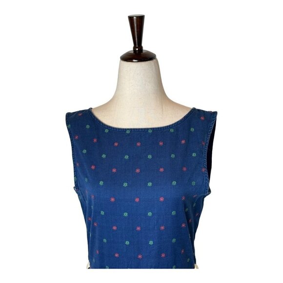 Maison Kitsune Dress Women 8 Blue Floral Cotton‎ Button Detail Tie Back Mini - Picture 3 of 12